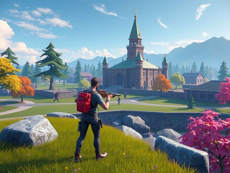 Fortnite Zero Build Solo gameplay screenshot showing tactical positioning
