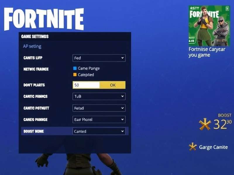 Fortnite Game FPS Boost Settings Interface on PC