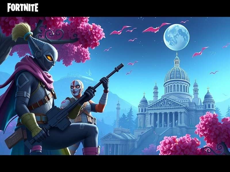 Dynamic Fortnite gameplay showcasing a player in a colorful battle royale landscape