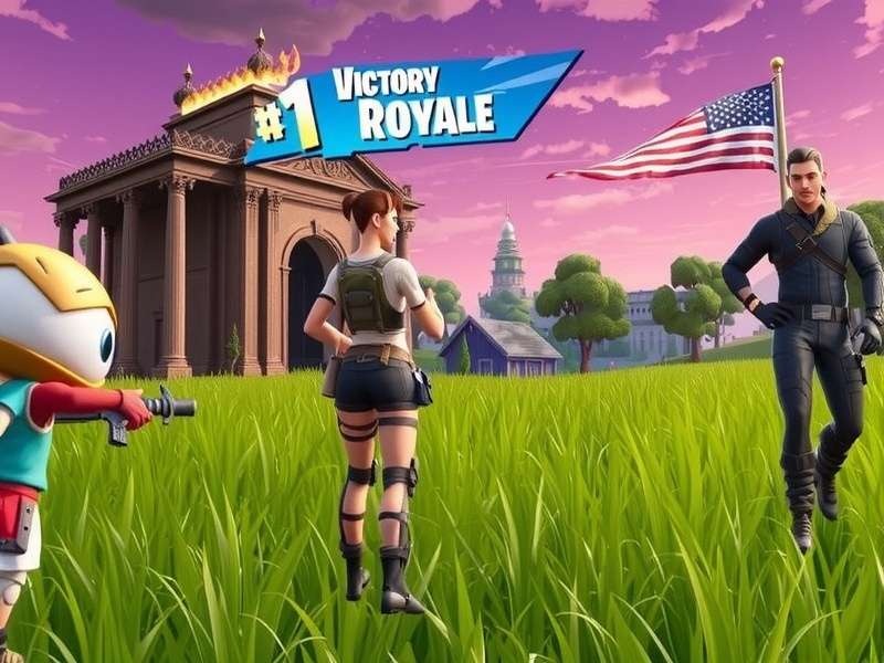 Squad of players celebrating a Victory Royale in free Fortnite