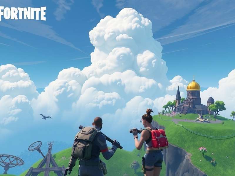 Visualization of Fortnite Cloud streaming to multiple devices like phone, tablet, and laptop