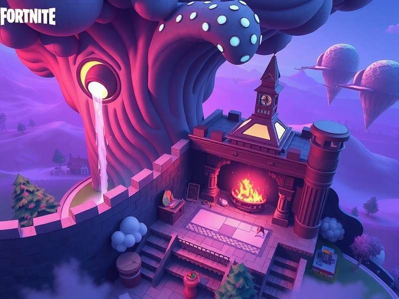 Detailed tactical map of Fortnite Chapter 5 highlighting key POIs, loot routes, and rotation strategies