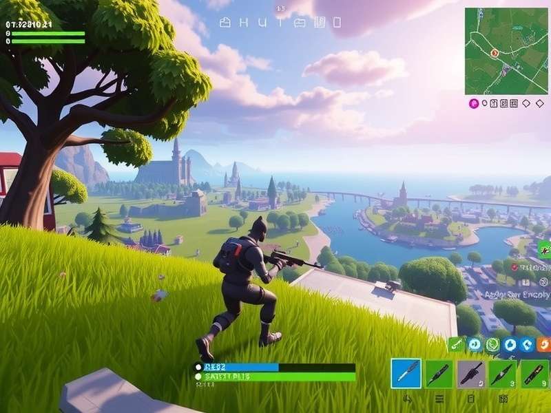 Two players engaged in an intense Fortnite Zero Build 1v1 duel on a futuristic map