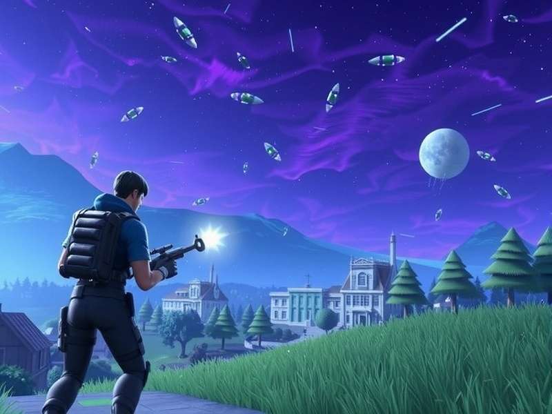 Fortnite player character overlooking the island map