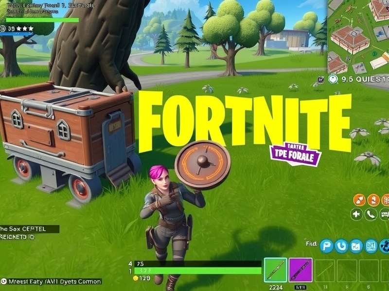 Professional Fortnite PC gaming setup with high-end monitor and peripherals