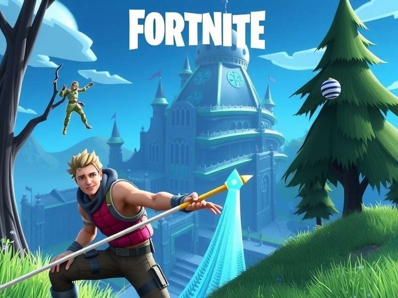 Fortnite Battle Royale gameplay scene with characters and buildings