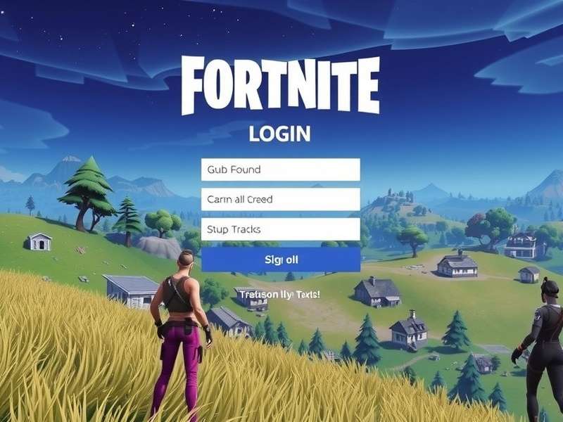 Fortnite Login screen showing Epic Games account sign-in interface for Battle Royale