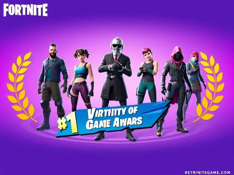 Fortnite Game Awards 2025 main stage with golden trophy and dynamic lighting