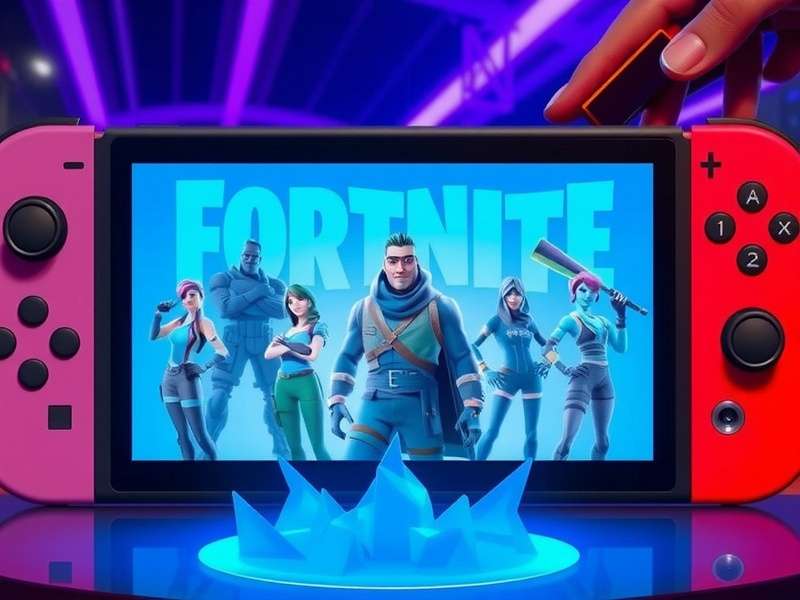Fortnite gameplay on Nintendo Switch OLED handheld mode showing vibrant colors and action