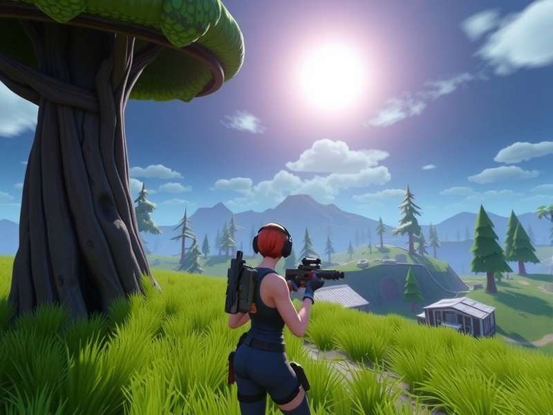 Fortnite Battle Royale gameplay with vibrant graphics and a player character