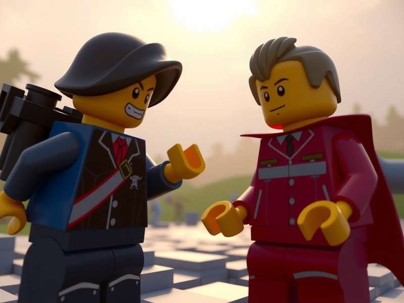 Lego Fortnite Gameplay Trailer Song scene with vibrant blocky world and musical notes